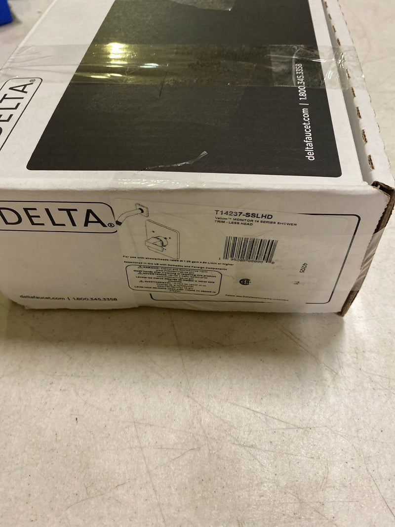 Delta Faucet Velum 14 Series Single-Function Brushed Nickel Shower Valve Trim Kit, Shower Handle, Delta Shower Trim Kit, Stainless T14237-SSLHD (Shower Head and Valve Not Included)