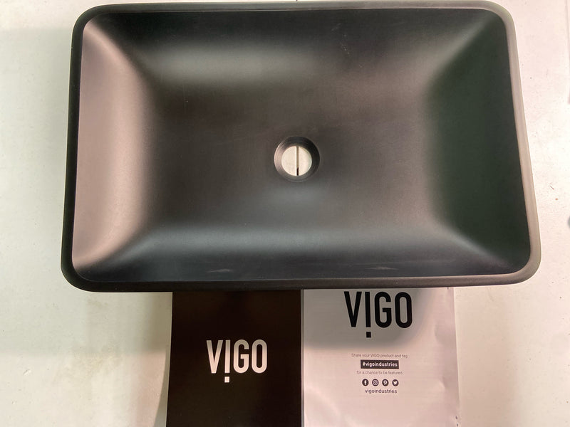 Vigo VG07112 Hadyn 22" L x 14" W x 4" H Rectangular Glass Vessel Bathroom Sink - Black MatteShell