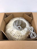 Jonathan y JYL6503B Luna 15.75 in. 1-Light Cream Bohemian Modern Woven Rattan/Iron LED Pendant, White