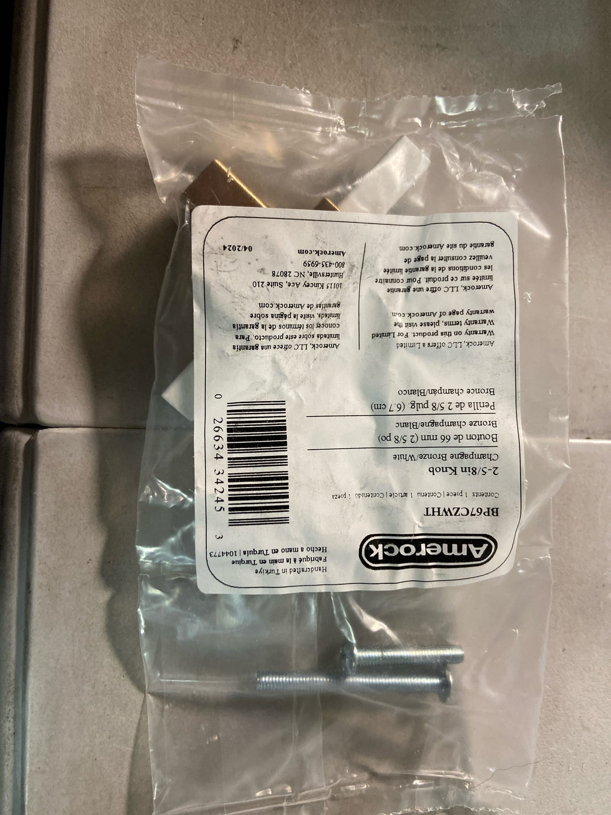Amerock BP67CZWHT Urbanite 1/2 Inch Bar Cabinet Knob - Champagne Bronze / White