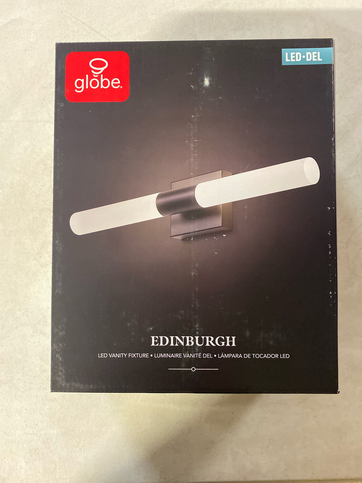 GLOBE Electric Edinburgh 24" LED Integrated Vanity Light, Matte Black, 19W, 1200 Lumens, 4000 Kelvin (Cool White), 90+ CRI, Frosted Acrylic Shades, Dimmable, Bulb Not Included