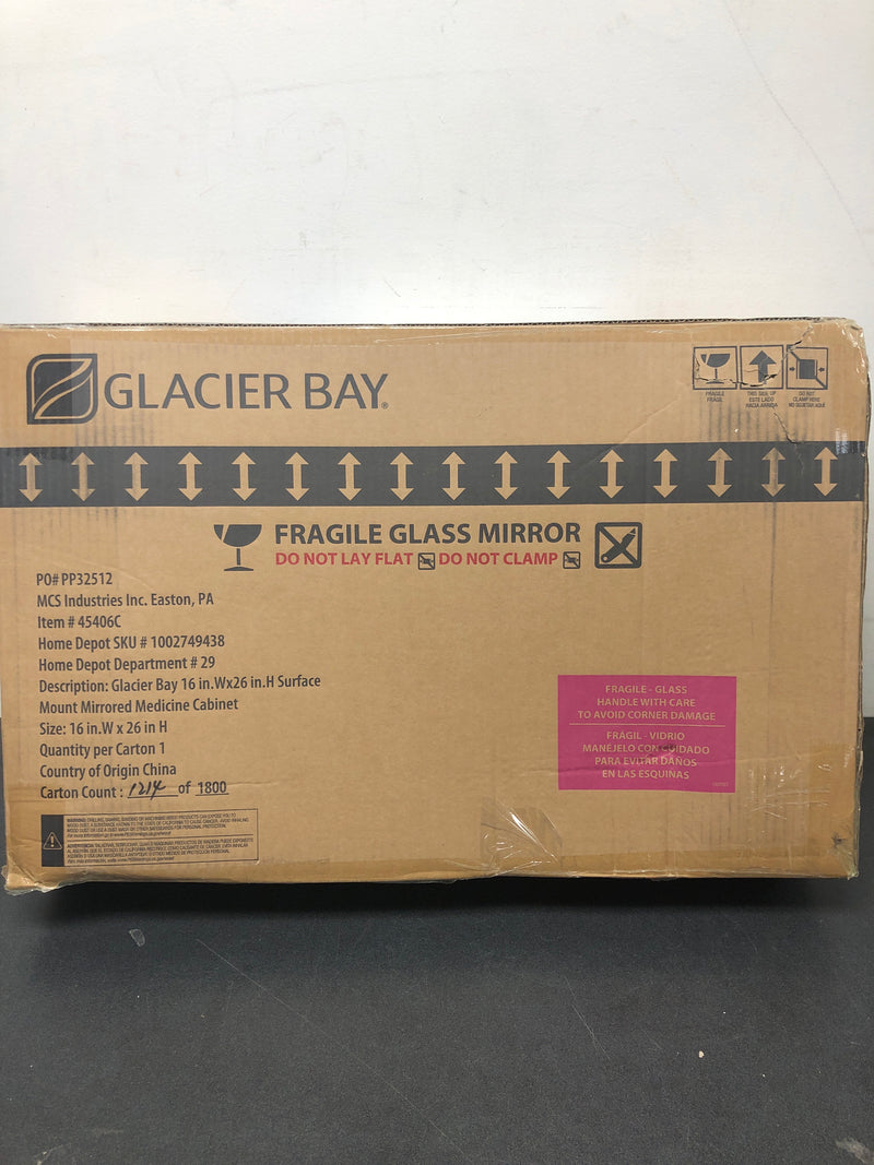 Glacier bay 45406 16 in. W x 26 in. H Rectangular Wood Composite Medicine Cabinet with Mirror
