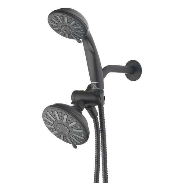 Glacier bay 8469200HC 6-Spray 5 in. Dual Wall Mount Fixed and Handheld Shower Head 1.8 GPM in Matte Black
