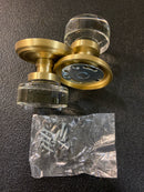 Emtek 5059MDCUS4 Modern Disc Non-Turning Two-Sided Dummy Door Knob Set with Disk Rose from the Brass Modern Crystal Collection - Satin Brass Regular Rosette