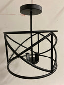 Hampton bay HB2590-34 Hastings 13.5 in. 2-Light Satin Bronze Industrial Caged Drum Ceiling Semi Flush Mount Light