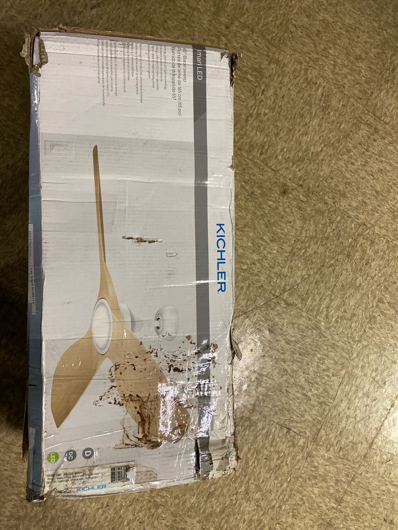 KICHLER 300365MWH Protruding Mount, 3 walnut Blades Ceiling fan with 23 watts light, Matte White