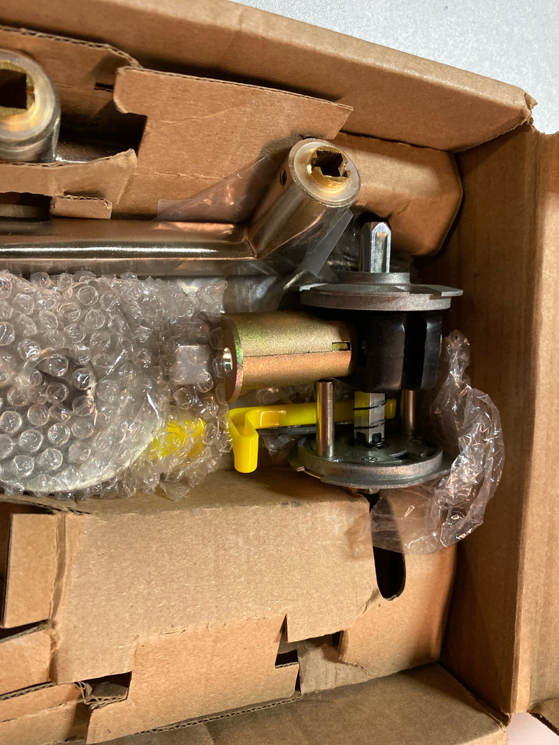 Emtek C5109HLOUS15 Helios Passage Door Lever Set with Disk Rose and Concealed Screws from the Brass Modern Collection - Satin Nickel