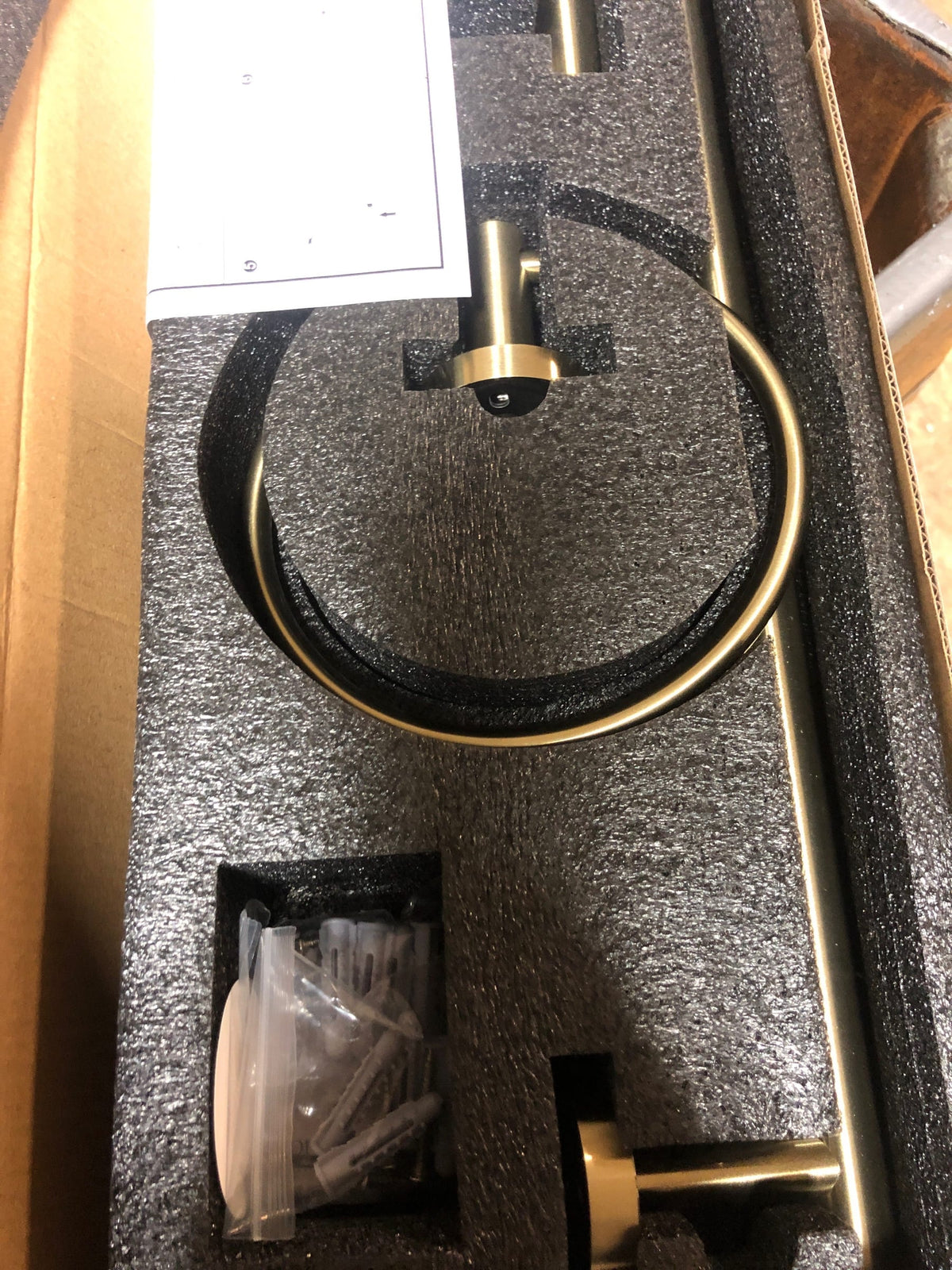 Bwe A-91020-BG 5-Piece Bath Hardware with Towel Bar Towel Hook Toilet Paper Holder and Towel Ring Set in Brushed Gold