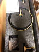 Bwe A-91020-BG 5-Piece Bath Hardware with Towel Bar Towel Hook Toilet Paper Holder and Towel Ring Set in Brushed Gold