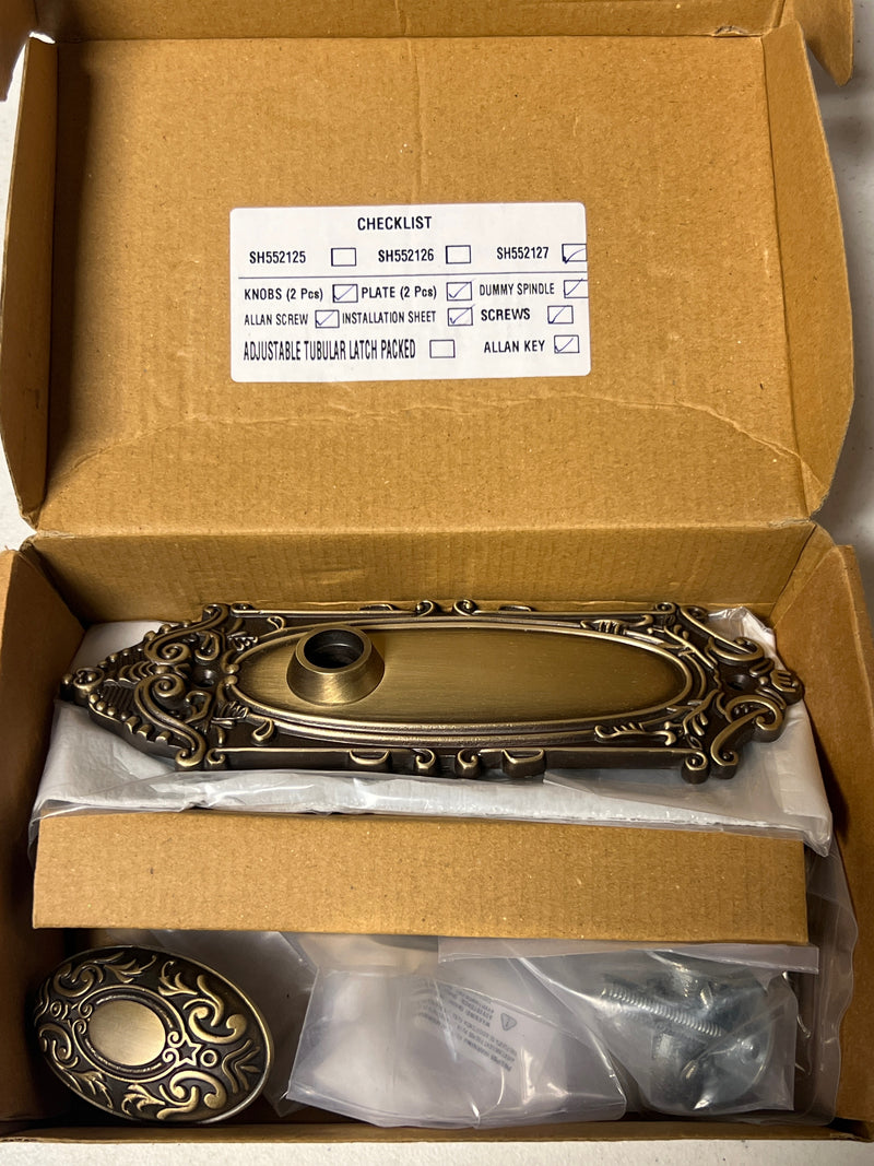 Signature Hardware 480944 Valma Solid Brass Dummy Set Door Knob Set - Antique Brass