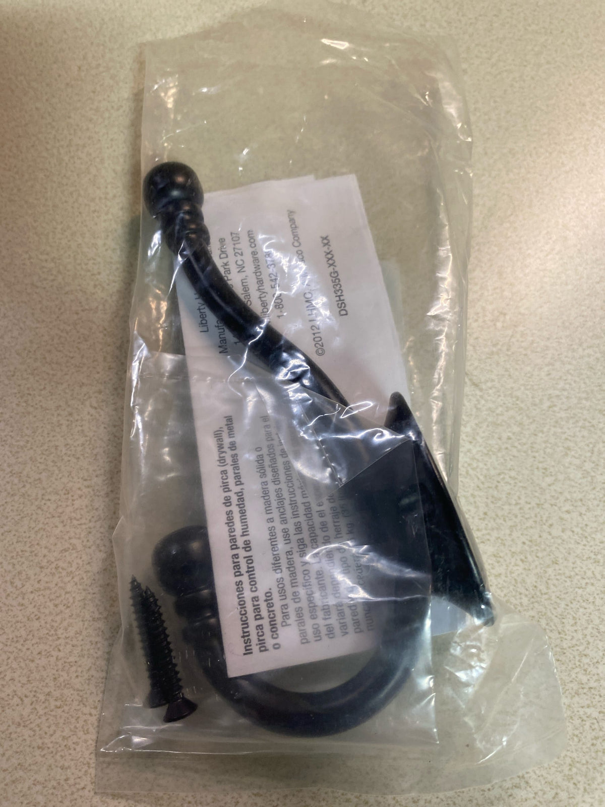 Liberty B46305C-FB-C 5-1/5 in. Matte Black Ball End Coat Hook