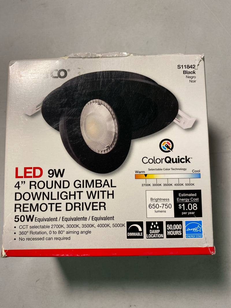 Satco Lighting S11842 LED Canless Recessed Light 4.5" Adjustable Recessed Trim- IC Rated and Airtight - Black
