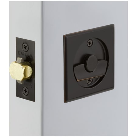 Emtek 2135US10B Square Tubular 2-1/2" Privacy Pocket Door Lock - Oil Rubbed Bronze