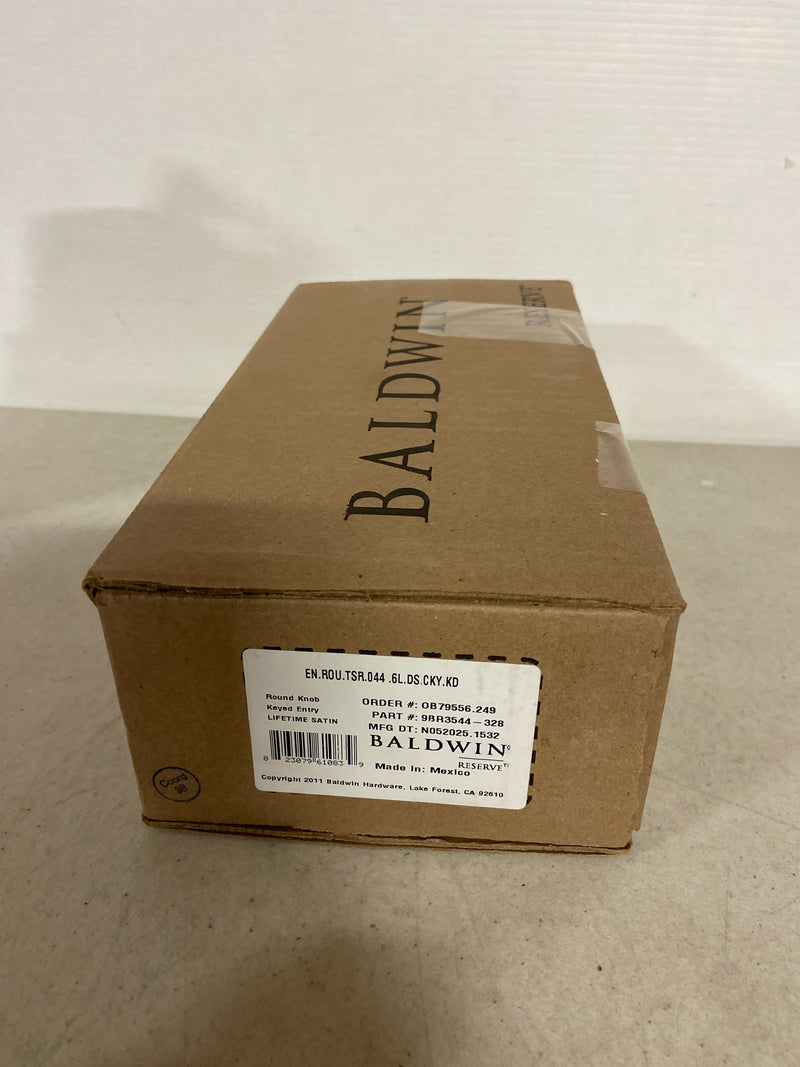 Baldwin ENROUTSR044 Round Single Cylinder Keyed Entry Door Knob with Square Rose - Satin Brass