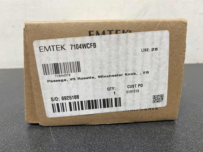 Emtek 710WCUS19 Winchester Sandcast Bronze Passage Knobset - Flat Black