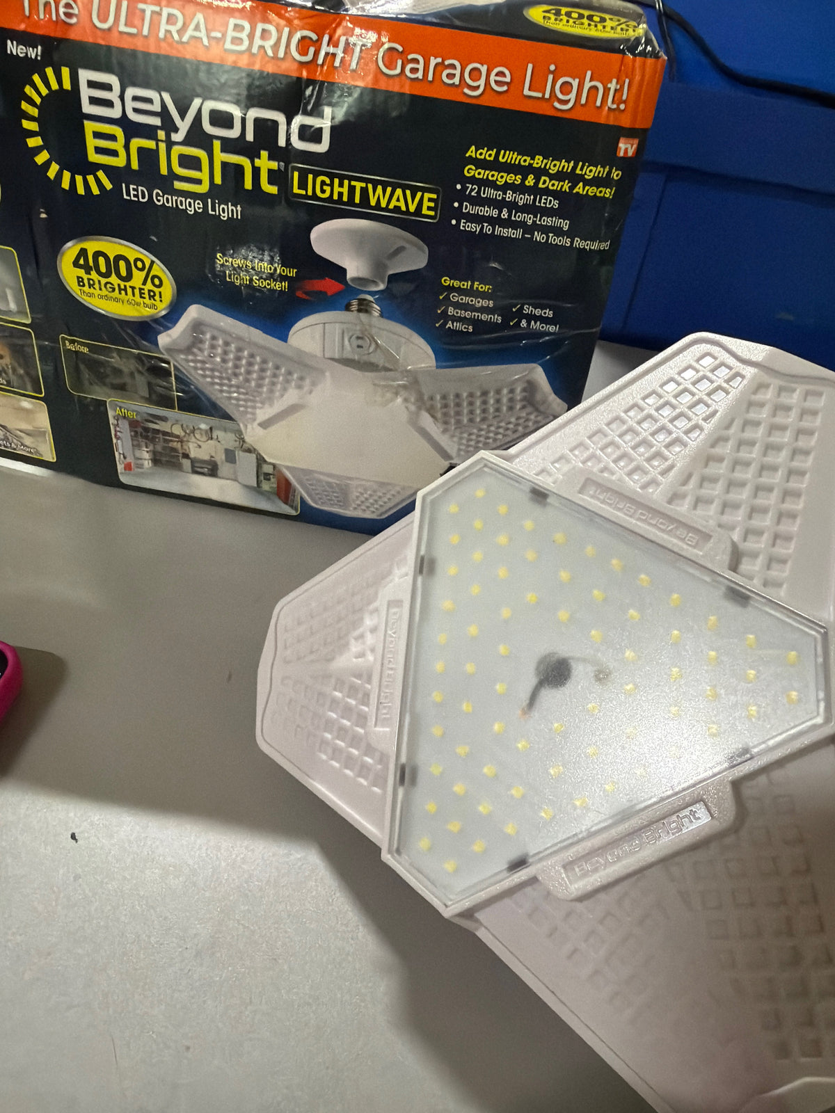 20-Watt 72 LED Lamp Lights 6500K Garage Beyond Bright Screw Into Socket Install