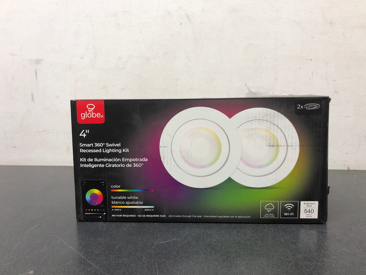 Globe Electric 50467 Pack of (2) Globe Smart Collection LED Smart Canless Recessed Light 4" Reflector Recessed Trim- Airtight - White