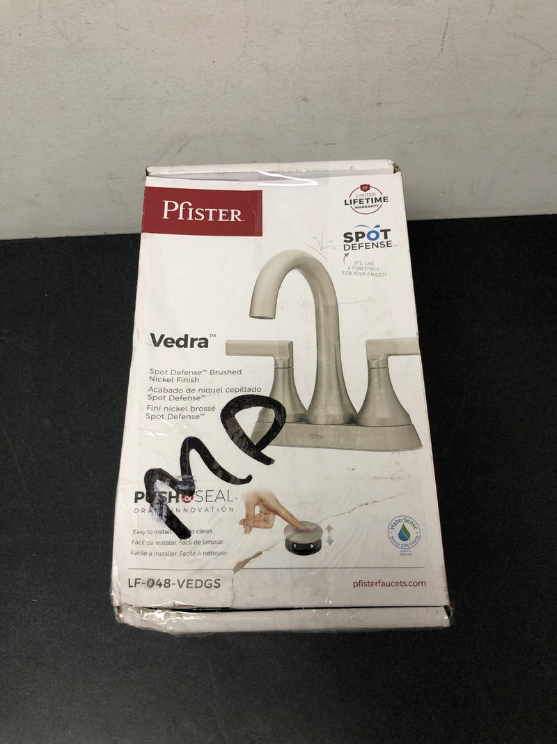 Pfister LF-048-VEDGS Vedra 4 in. Centerset Double Handle Bathroom Faucet in Spot Defense Brushed Nickel