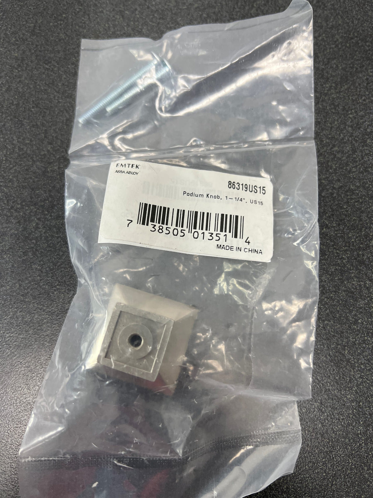 Emtek 86319US15 Contemporary 1-1/4 Inch Square Cabinet Knob - Satin Nickel