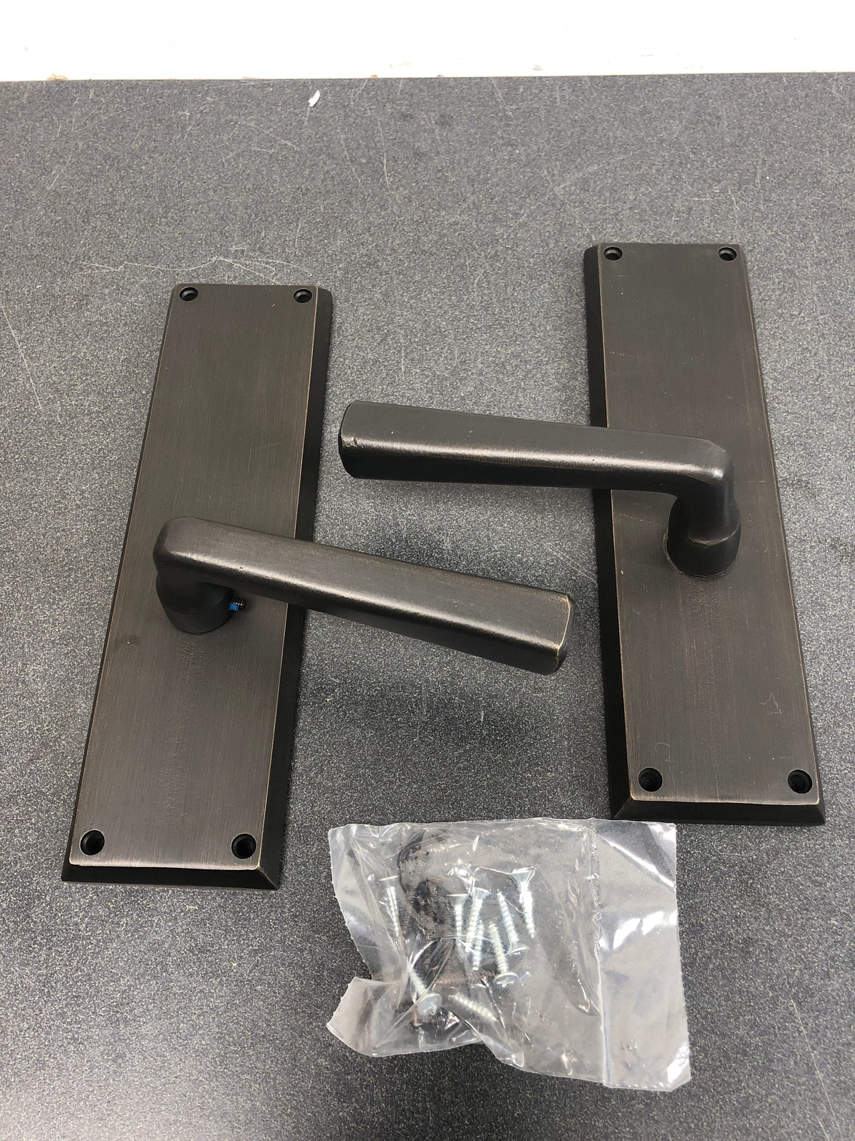 Emtek 7552MB 8-7/8" Height Rectangular Sideplate Sandcast Bronze Dummy Set - Medium Bronze