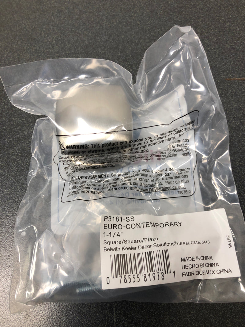 Hickory Hardware P3181-SS Euro Contemporary 1-1/4 Inch Square Cabinet Knob - Stainless Steel