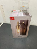 Globe Electric 65000051 1-Light Wall Sconce, Dark Wood Toned, Matte Brass Accents, Seeded Glass Shade, E26 Base Socket, Lights for Living Room, House Décor, Interior Lighting, Home Improvement