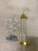 Sietto P-1900-7-SB Adjustable Center to Center 7 Inch Long Handle Cabinet Pull with Clear Glass - Satin Brass
