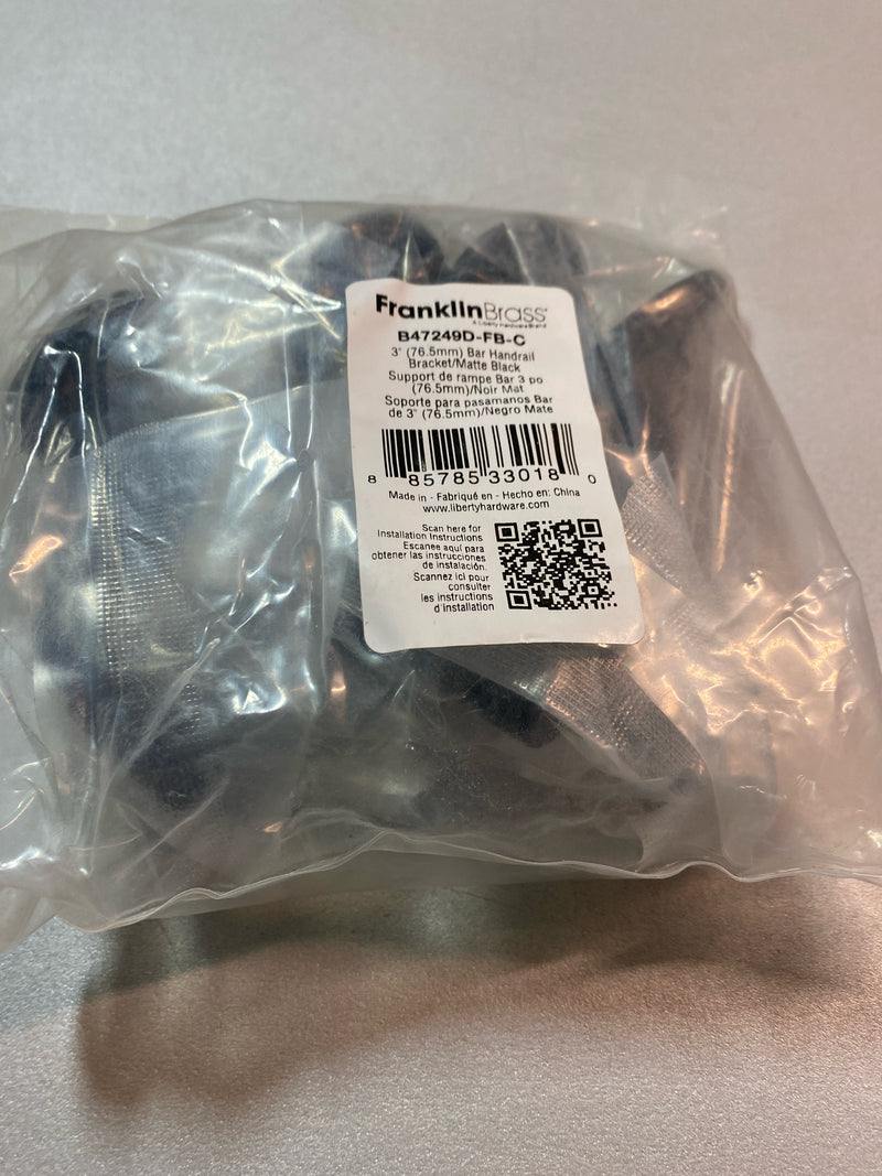 Franklin Brass Bar 3 in. (76 mm) Handrail Bracket in Matte Black (4-Pack), B47249D-FB-C