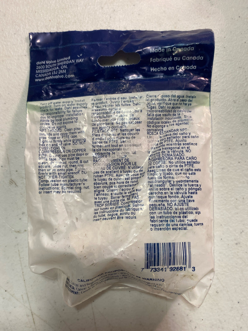 Dahl 6115231BAGHDUSA 3/8 in. FIP x 3/8 in. O.D. Comp, Supply Stop, Angle, Plated, Lead-Free