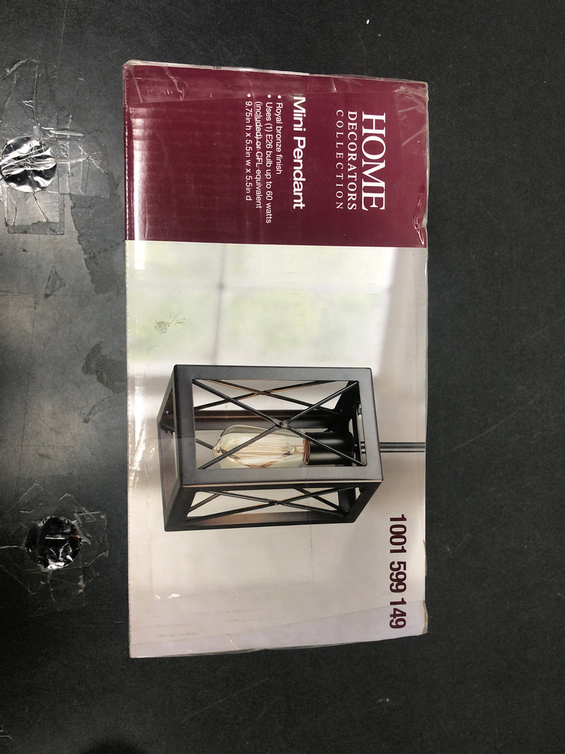 Home decorators collection HB3533-281 Harwood 60-Watt 1-Light Royal Bronze Mini-Pendant with Cage Shade