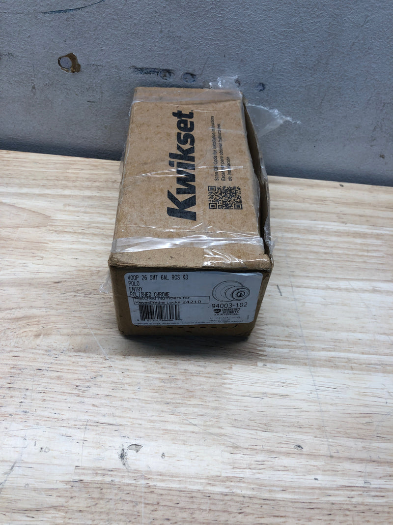 Kwikset 400P-26S Polo Single Cylinder Keyed Entry Lever Set with Round Rose and SmartKey - Polished Chrome