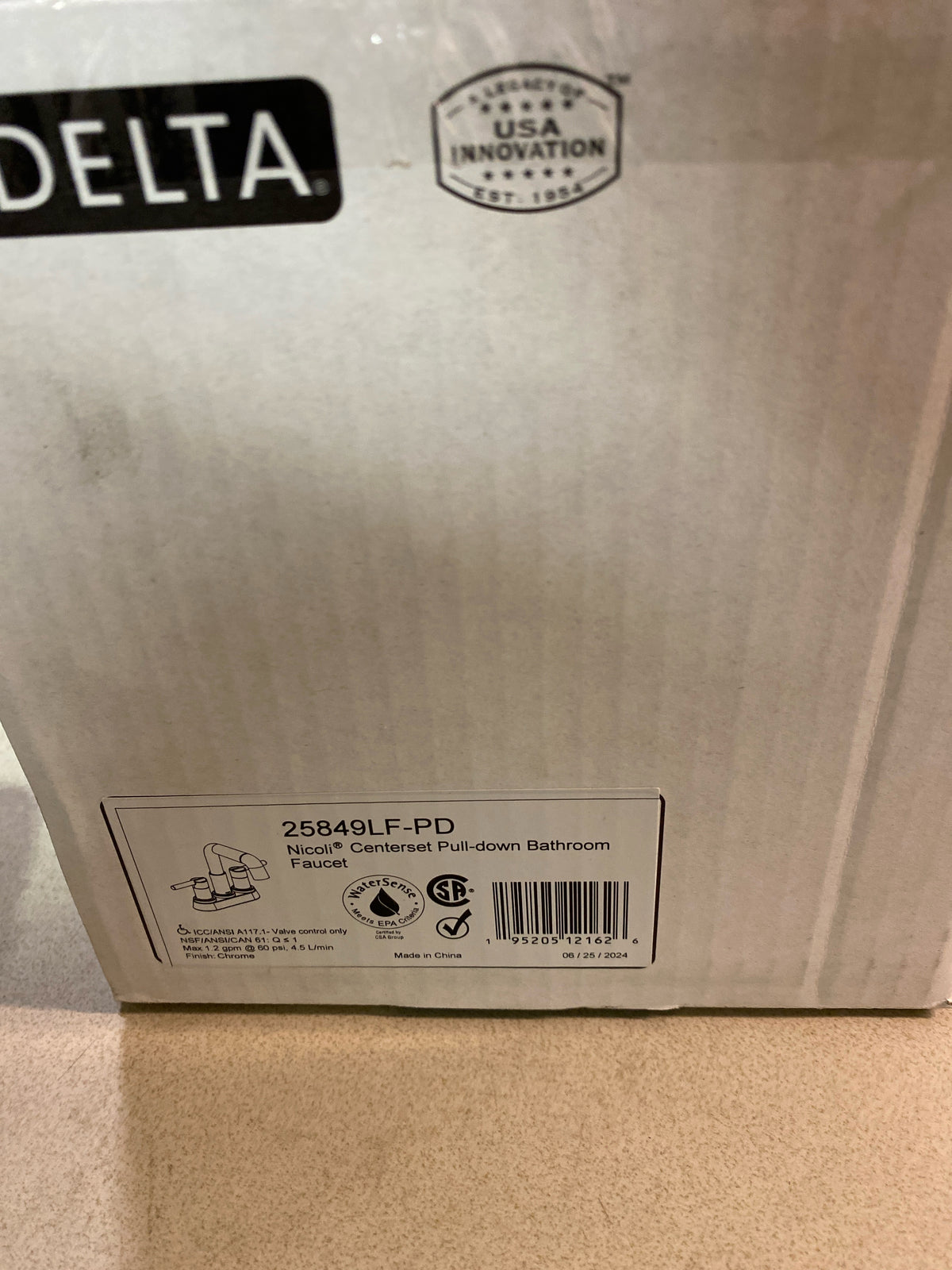 Delta 25849LF-PD Nicoli 1.2 GPM Centerset Bathroom Faucet with Pull Down Spout and Push Pop-Up Drain Assembly - Chrome