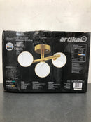 Artika FM-BL5C-HD2GD Bloom 13 in. 15 Watt Modern Gold Integrated LED 5 CCT Flush Mount Ceiling Light Fixture for Kitchen or Bedroom