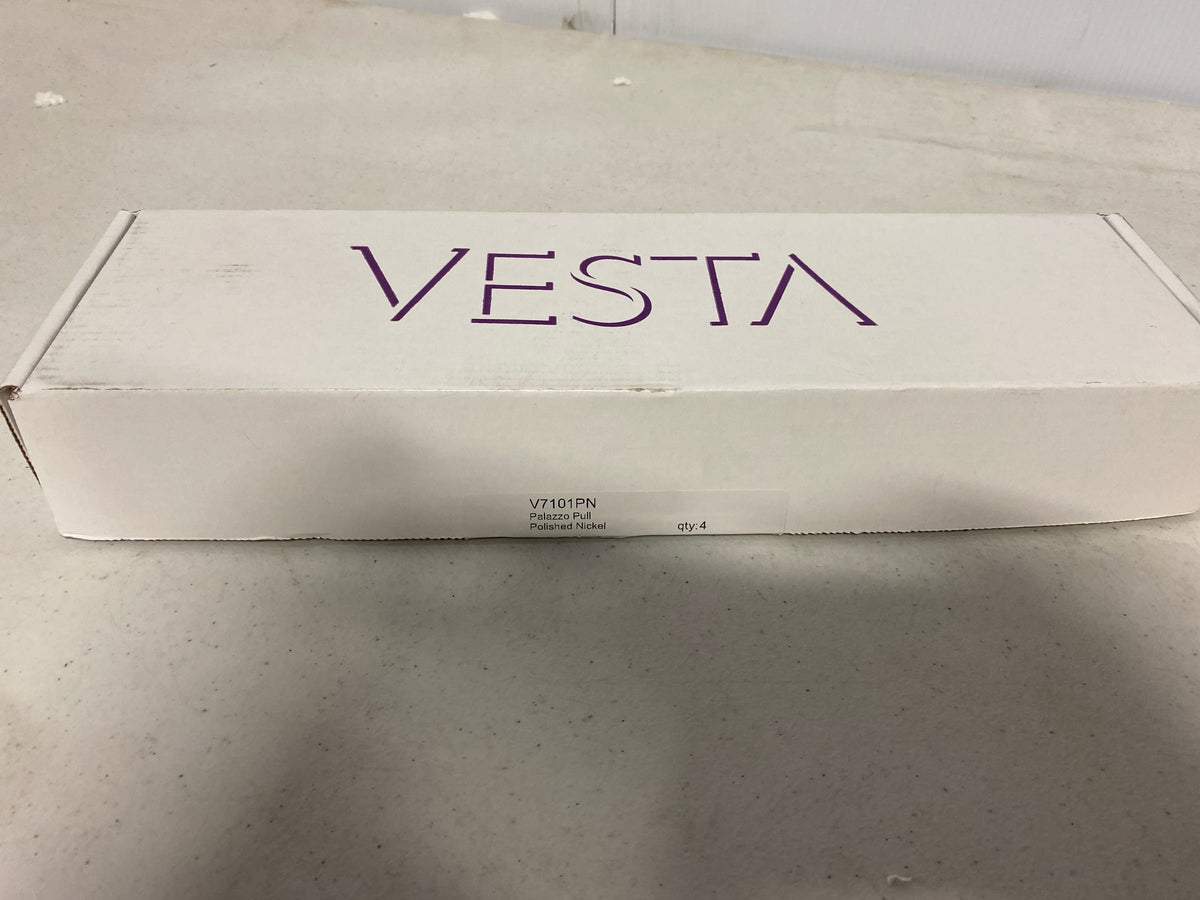 Vesta Fine Hardware V7101PN Palazzo Solid Brass 5-1/16" Center to Center Traditional Barrel Center Luxury Cabinet Handle / Drawer Pull - Polished Nickel
