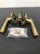Emtek 5316FRLUS4RH Freestone Right Handed Passage Door Lever Set with Urban Modern Rose from the Urban Modern Collection - Satin Brass