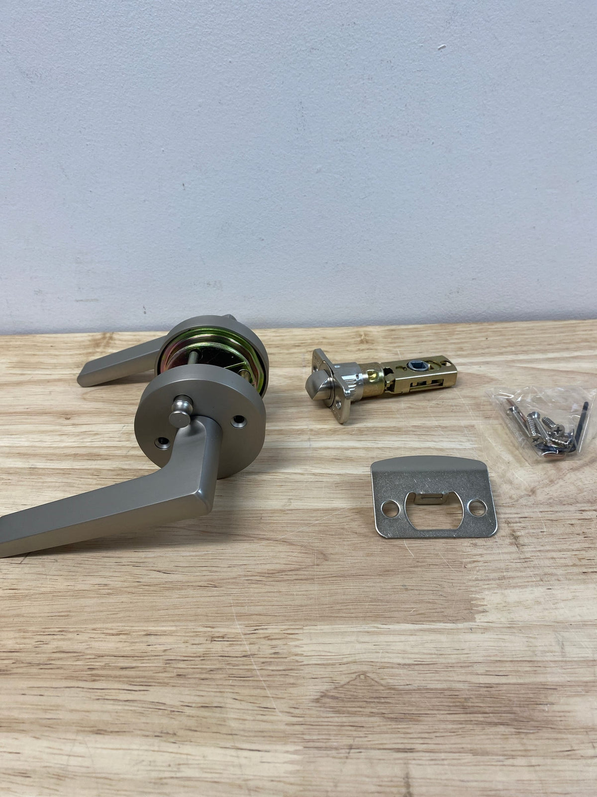 Sure-Loc BS102-RD 15 Basel Privacy Door Lever Set with Round Rose - Satin Nickel