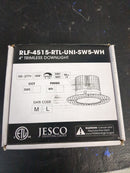 Jesco Lighting RLF-4515-RTL-UNI-SW5-WH RLF LED Canless Recessed Fixture with 4" Open Trims - IC Rated and Airtight - White