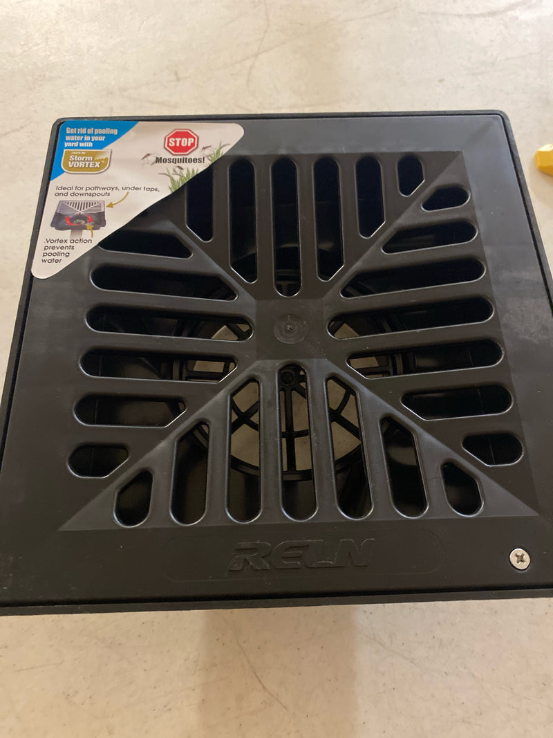 Reln 000077 Storm Vortex 9 in. Low Profile Catch Basin Complete with Black Concave Grate
