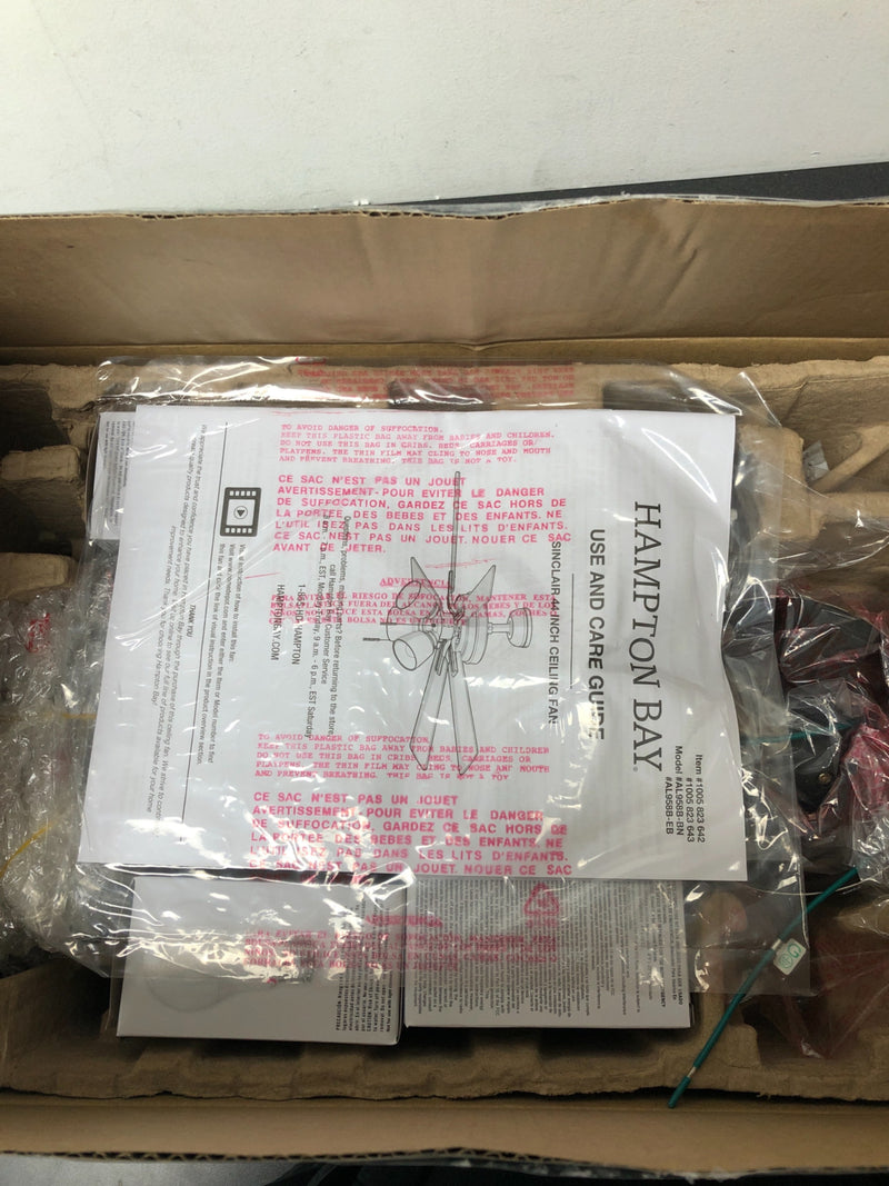 Hampton bay AL958B-BN Sinclair II 44 in. Indoor Brushed Nickel LED Ceiling Fan with Light