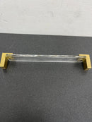 Sietto P-1200-8-SB Affinity 8 Inch Center to Center Handle Cabinet Pull with Clear Glass - Satin Brass