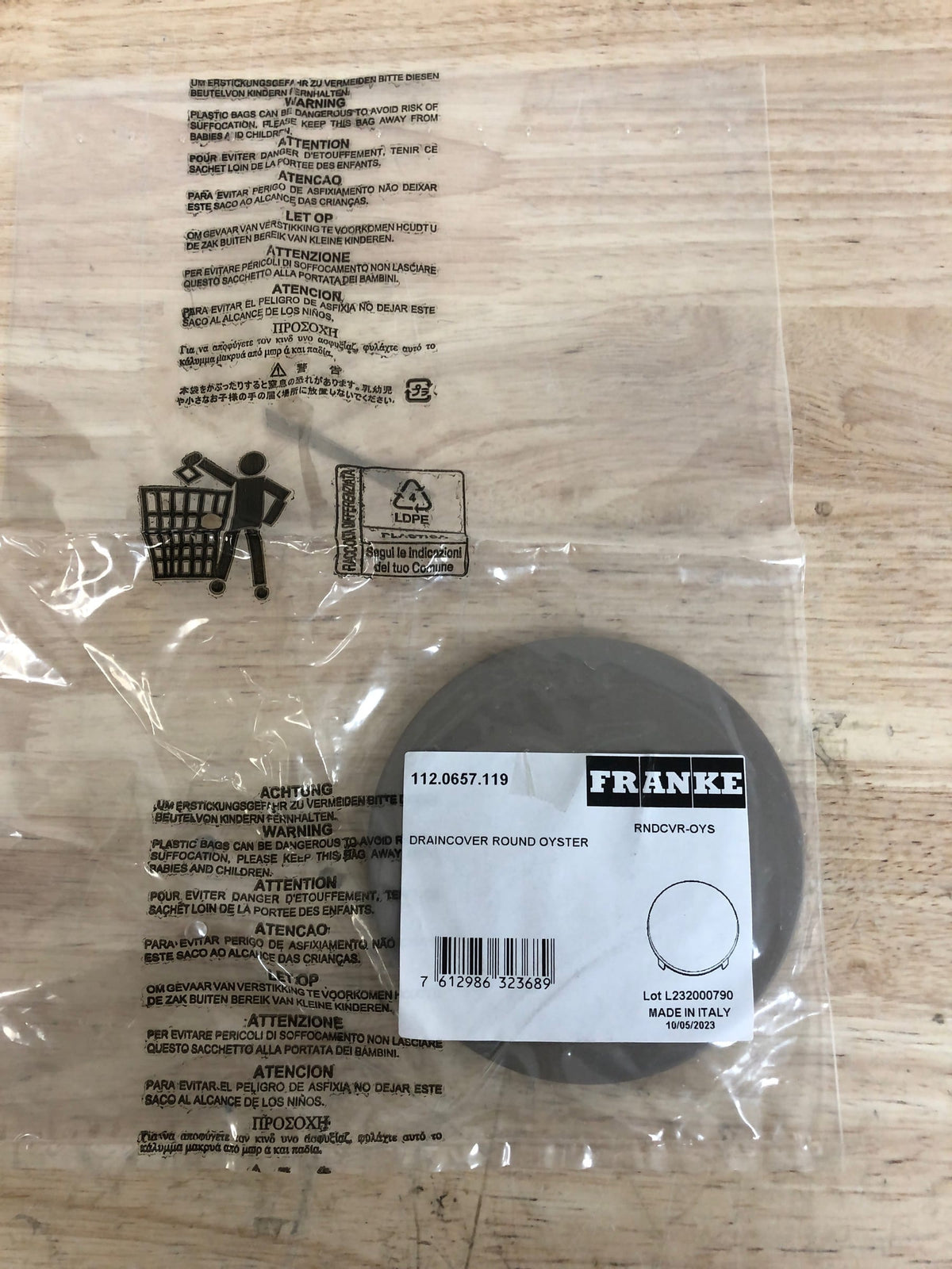 Franke RNDCVR-OYS Colorline Round Colorline Drain Cover, Oyster