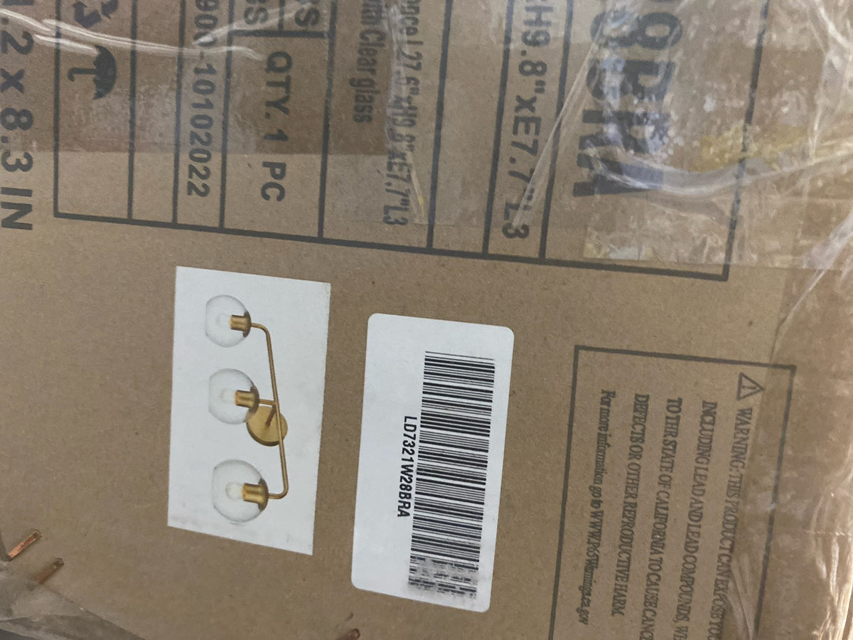 Elegant Lighting LD7321W28BRA Genesis 3 Light 10" Tall Bathroom Sconce - Brass / Clear