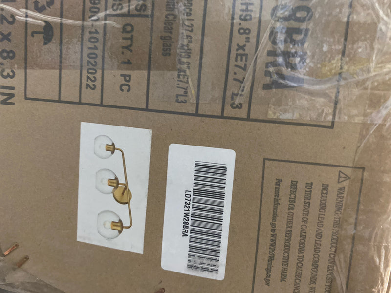Elegant Lighting LD7321W28BRA Genesis 3 Light 10" Tall Bathroom Sconce - Brass / Clear