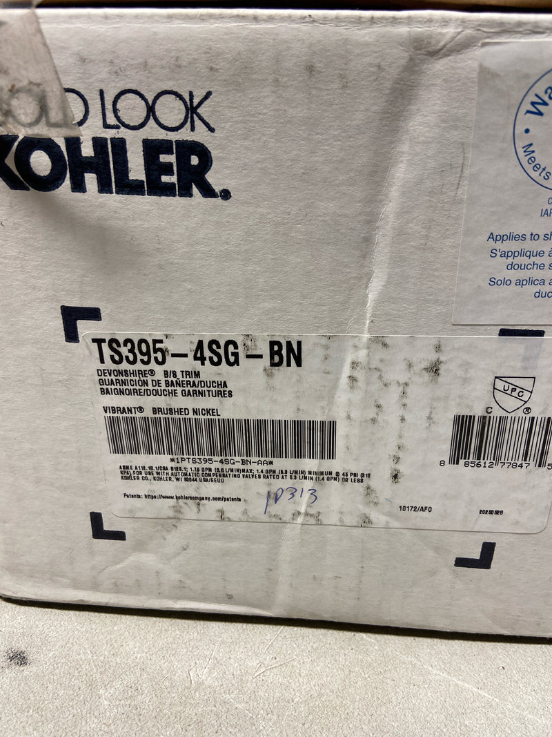 Kohler TS395-4SG-BN Devonshire Rite-Temp 1-Handle 1.75 GPM Bath and Shower Trim Kit in Vibrant Brushed Nickel (Valve Not Included)