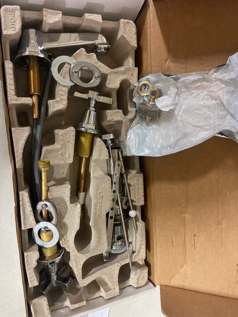 Kohler K-13132-3A-CP Pinstripe Pure 8 in. Widespread 2-Handle Low-Arc Water-Saving Bathroom Faucet in Polished Chrome