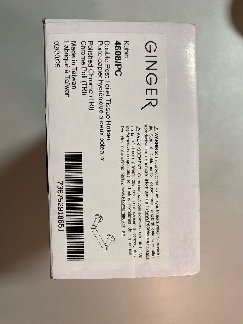 Ginger 4608/PC Kubic Double Post Tissue Paper Holder - Polished Chrome