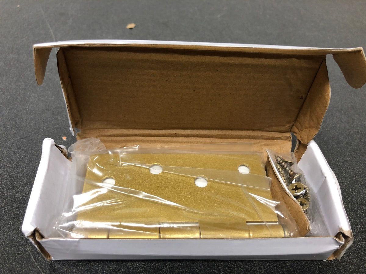 Emtek 91014US4 4" x 4" Square Corner Plain Bearing Mortise Hinge - Pair - Satin Brass