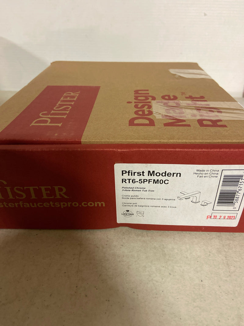 Pfister RT6-5PFM0 Pfirst Modern Deck Mounted Roman Tub Filler - Polished Chrome