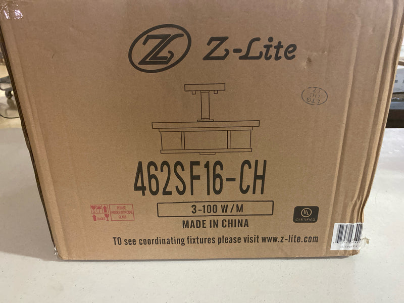 Z-Lite 462SF16-CH Savannah 3 Light 16" Wide Semi-Flush Drum Ceiling Fixture with a Clear Glass Shade - Chrome