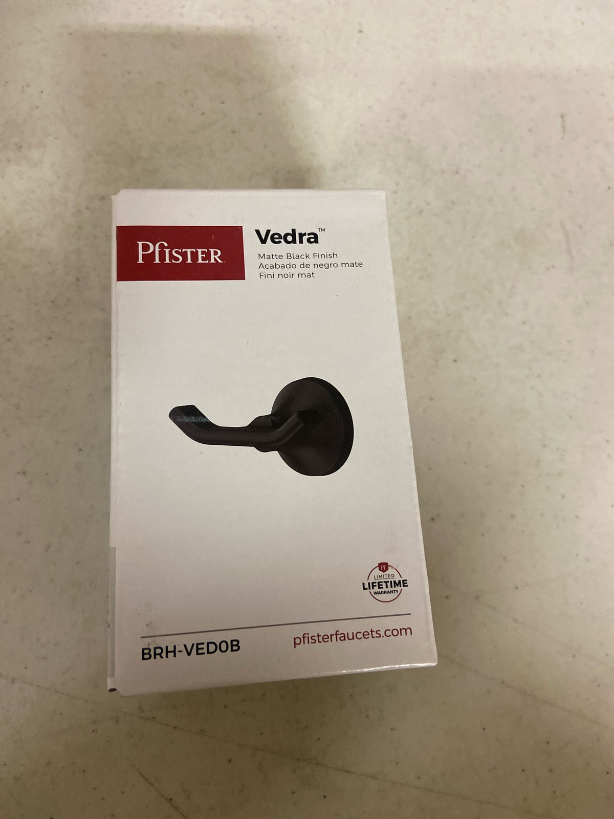 Pfister BRH-VED0B Vedra Double Robe Hook - Matte Black